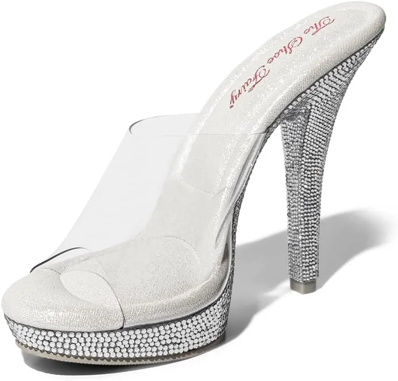 Shoe Fairy Iconic Olympian Mule Clear Bikini Fitness Competition Heel, Bodybuilding, Bikini, Bridal, Pageant
