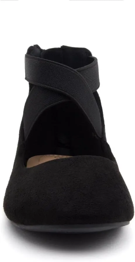 Shoe Land Women's Flats – Dressy & Casual Almond Toe Flat Shoes with Elastic Ankle Strap, Comfortable Slip-On Ballet Flats for Work, Office & Special Occasions