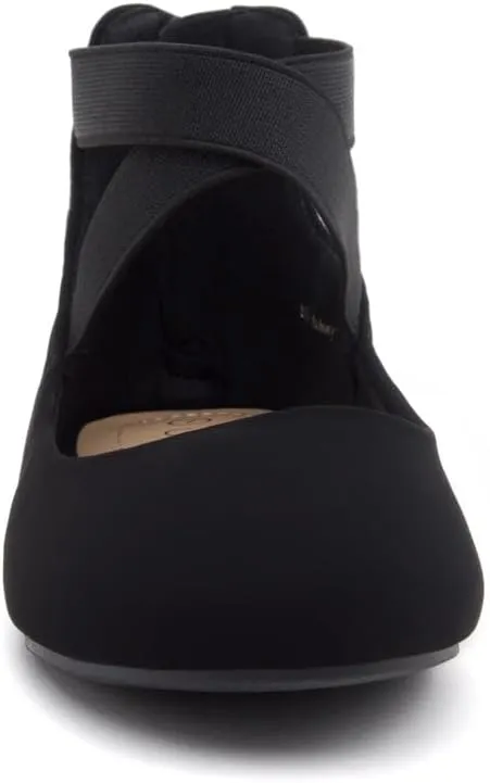 Shoe Land Women's Flats – Dressy & Casual Almond Toe Flat Shoes with Elastic Ankle Strap, Comfortable Slip-On Ballet Flats for Work, Office & Special Occasions