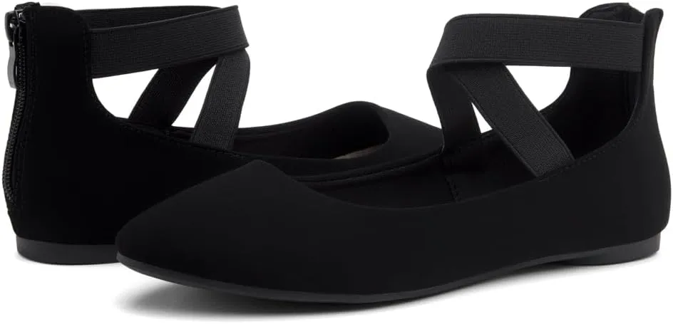 Shoe Land Women's Flats – Dressy & Casual Almond Toe Flat Shoes with Elastic Ankle Strap, Comfortable Slip-On Ballet Flats for Work, Office & Special Occasions