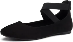 Shoe Land Women's Flats – Dressy & Casual Almond Toe Flat Shoes with Elastic Ankle Strap, Comfortable Slip-On Ballet Flats for Work, Office & Special Occasions