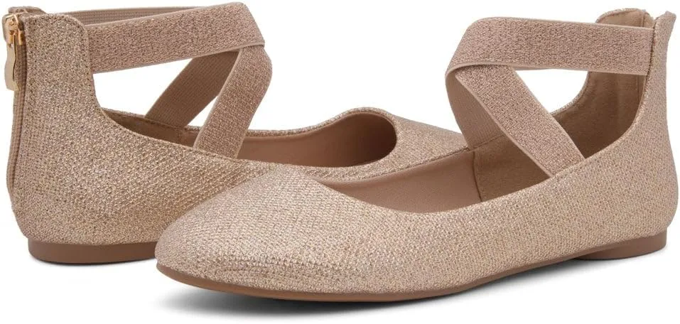 Shoe Land Women's Flats – Dressy & Casual Almond Toe Flat Shoes with Elastic Ankle Strap, Comfortable Slip-On Ballet Flats for Work, Office & Special Occasions