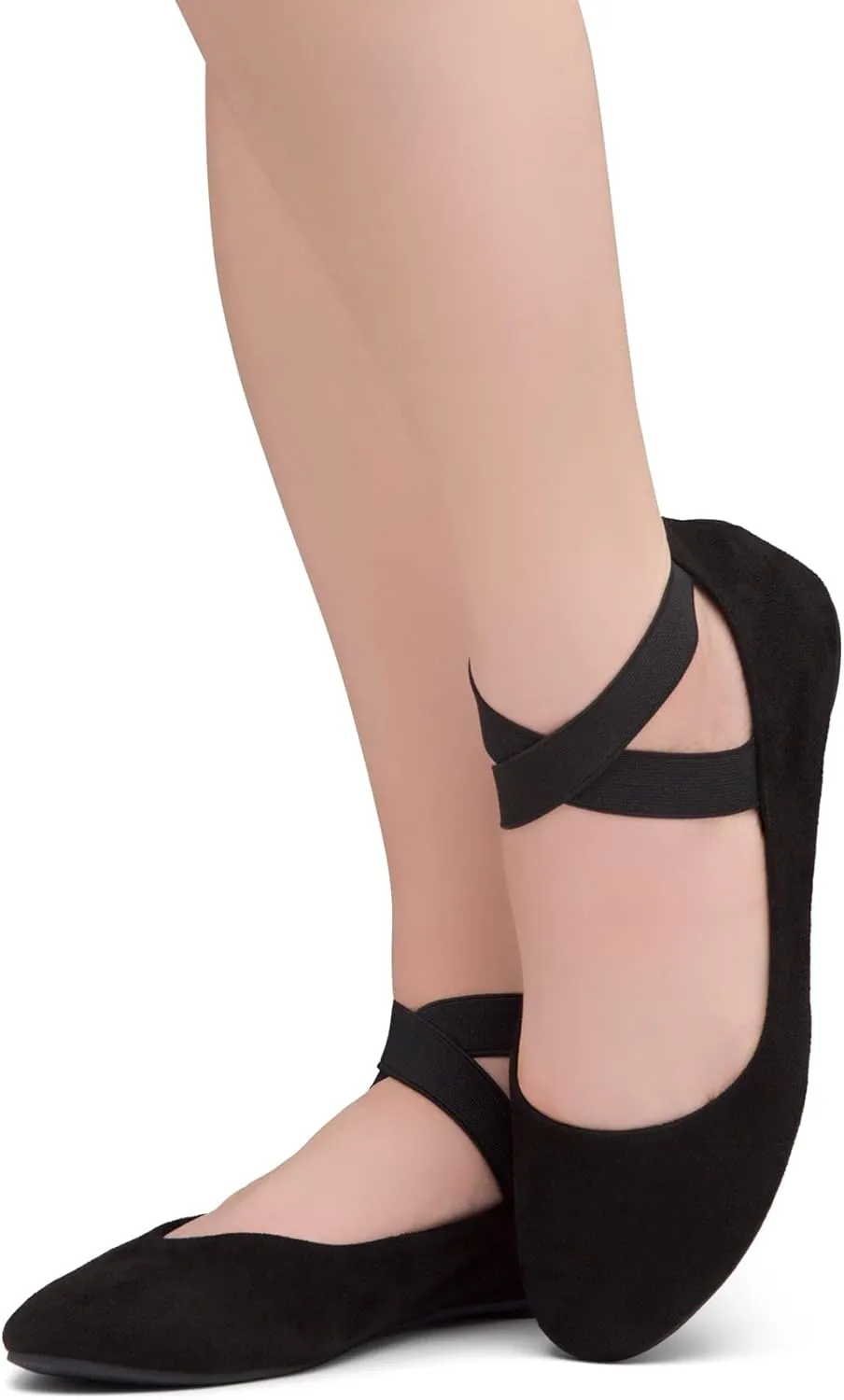 Shoe Land Women's Flats – Dressy & Casual Almond Toe Flat Shoes with Elastic Ankle Strap, Comfortable Slip-On Ballet Flats for Work, Office & Special Occasions