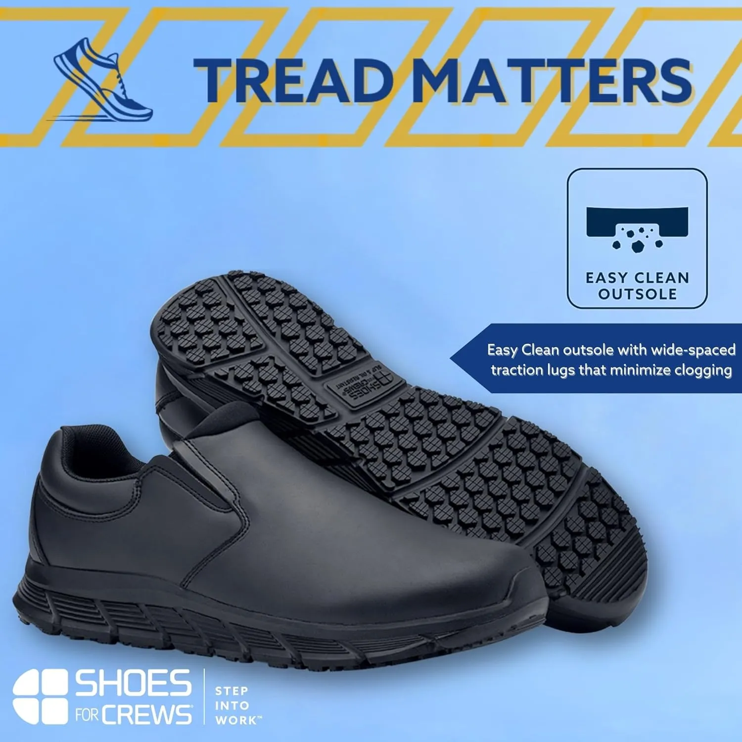 Shoes for Crews Cater II, Men's Non Slip, Slip On Black Shoes for Men, Water Resistant Work Shoes & Restaurant or Food Service Sneakers - Med Comfortable Slip Resistant Shoes, Safety Footwear