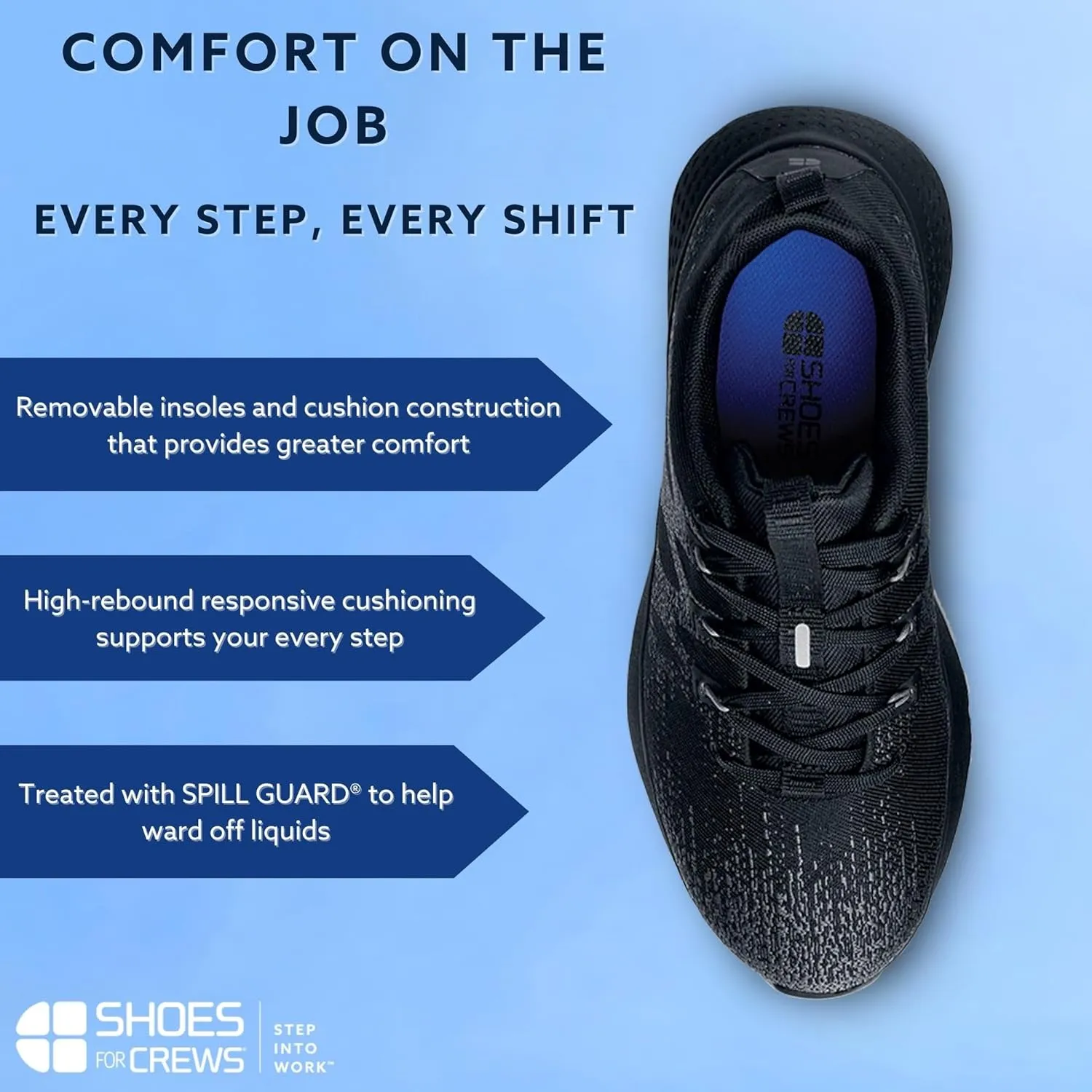 Shoes for Crews Heather II, Women's Soft Toe (ST) Work Shoes, Slip Resistant, Water Resistant, Black