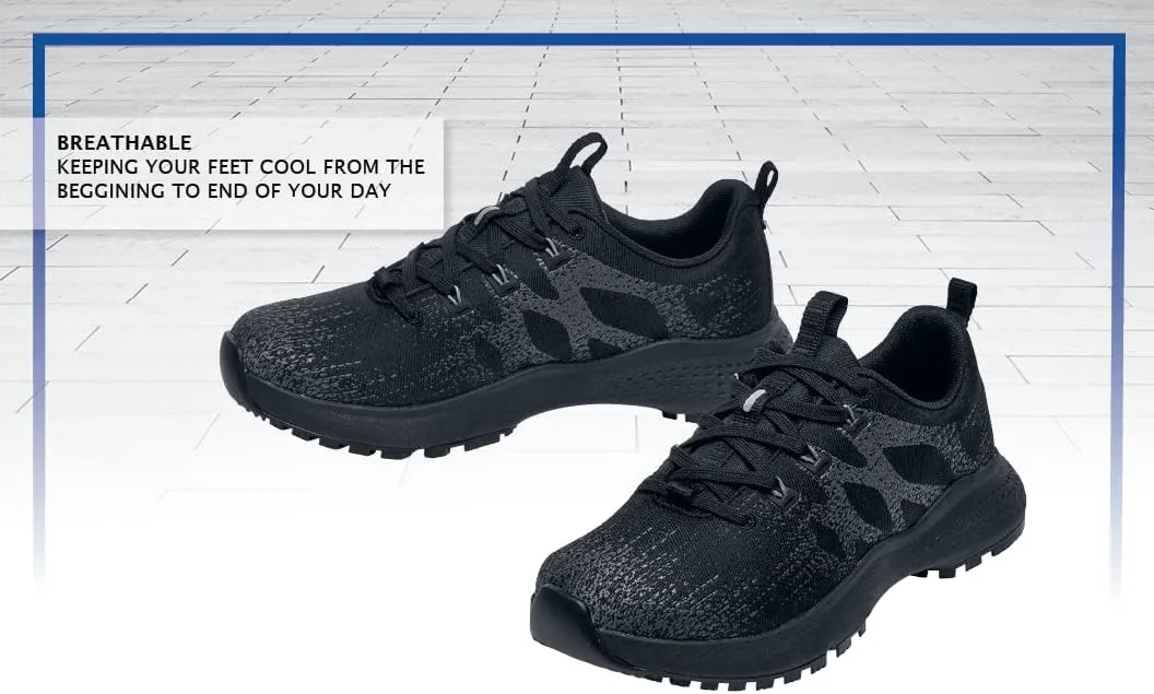 Shoes for Crews Heather II, Women's Soft Toe (ST) Work Shoes, Slip Resistant, Water Resistant, Black