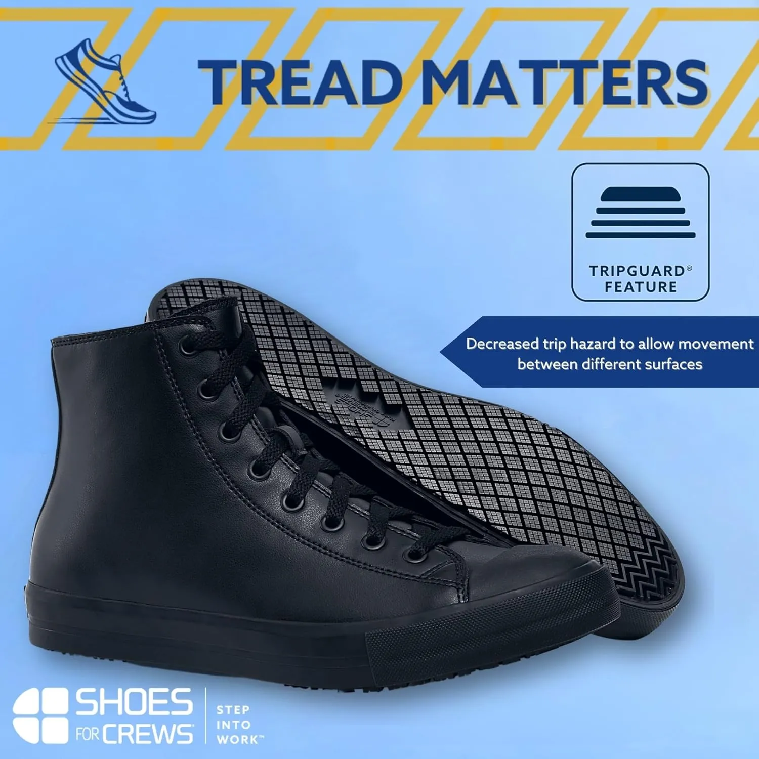 Shoes for Crews Pembroke, Men's, Women's, Unisex Slip Resistant Work Shoes, Water Resistant Sneakers, Black Canvas or Leather