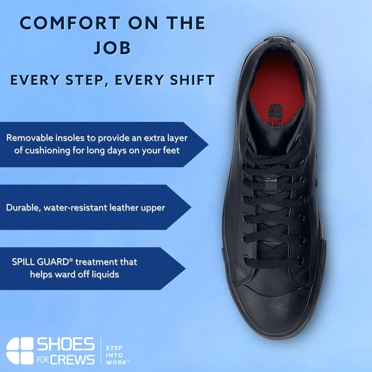 Shoes for Crews Pembroke, Men's, Women's, Unisex Slip Resistant Work Shoes, Water Resistant Sneakers, Black Canvas or Leather