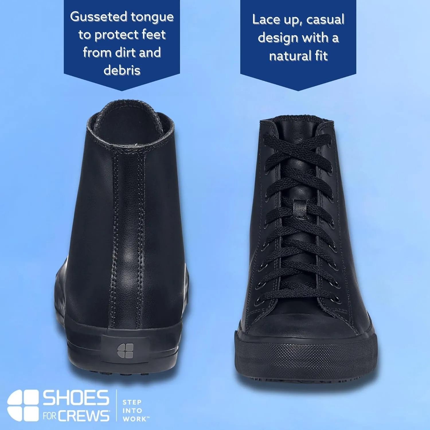 Shoes for Crews Pembroke, Men's, Women's, Unisex Slip Resistant Work Shoes, Water Resistant Sneakers, Black Canvas or Leather