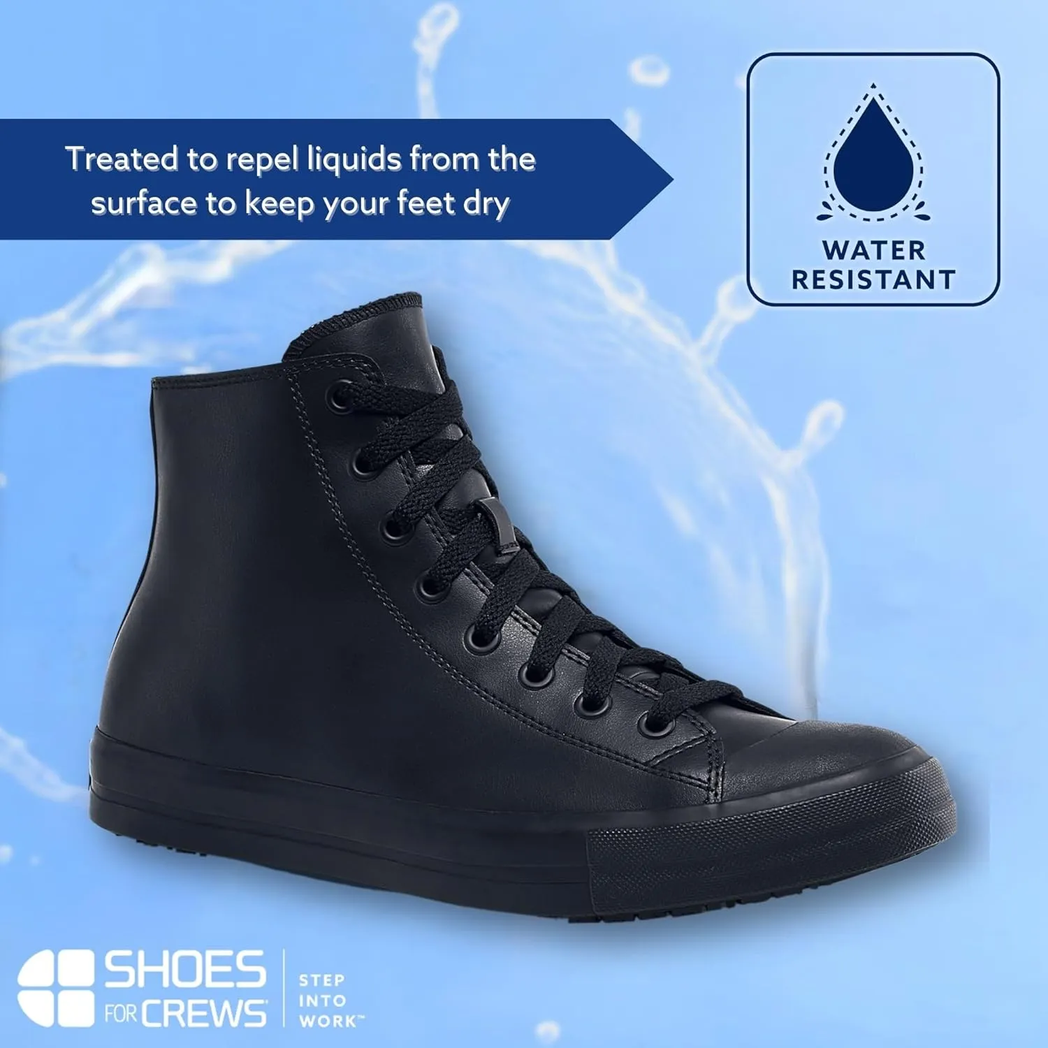 Shoes for Crews Pembroke, Men's, Women's, Unisex Slip Resistant Work Shoes, Water Resistant Sneakers, Black Canvas or Leather