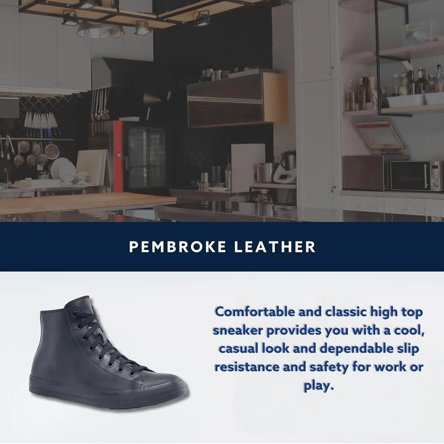 Shoes for Crews Pembroke, Men's, Women's, Unisex Slip Resistant Work Shoes, Water Resistant Sneakers, Black Canvas or Leather