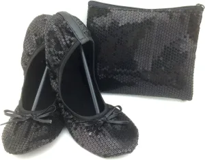Shoes8teen Womens Sequins Glitter Round Toe Ballet Flat with Bow