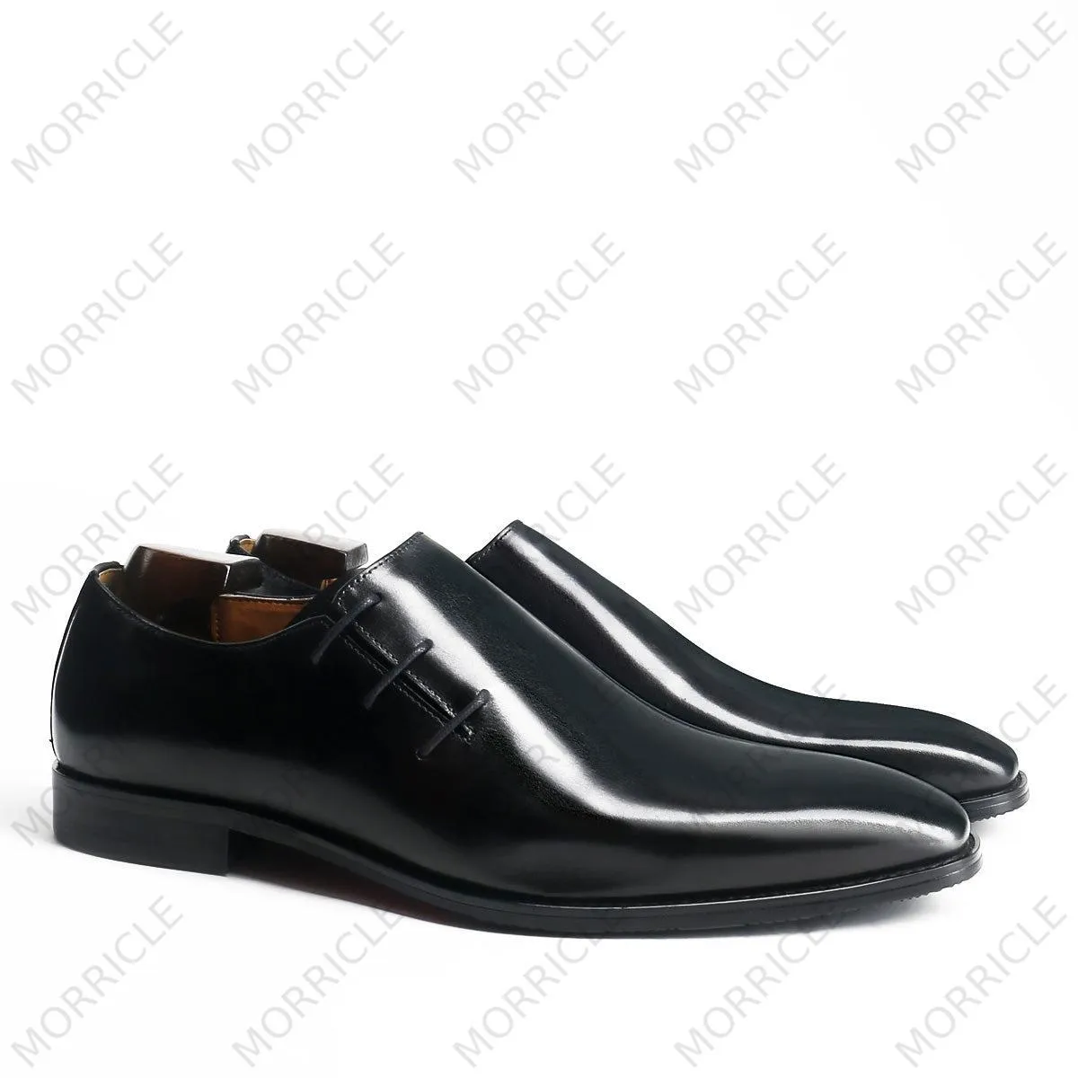 Side Lace-Up Wholecut Oxford Shoes