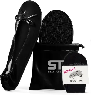 Silky Toes Foldable Flats for Women Purse Ballet Shoes Ballerina Slippers