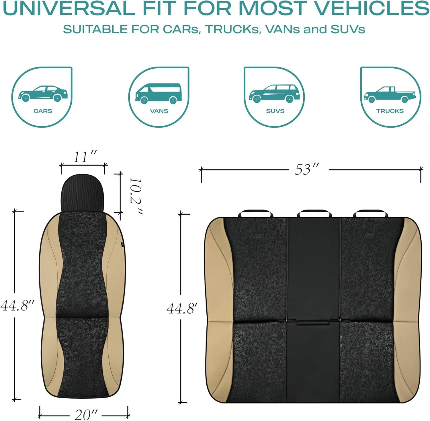 Skechers Car Seat Covers,Leather Seat Covers with GOGA Mat Technology,Waterproof Car Seat Covers Full Sets,Airbag Compatible,Comfort Universal Fit for Most Cars,Vans,Trucks,SUVs,Beige