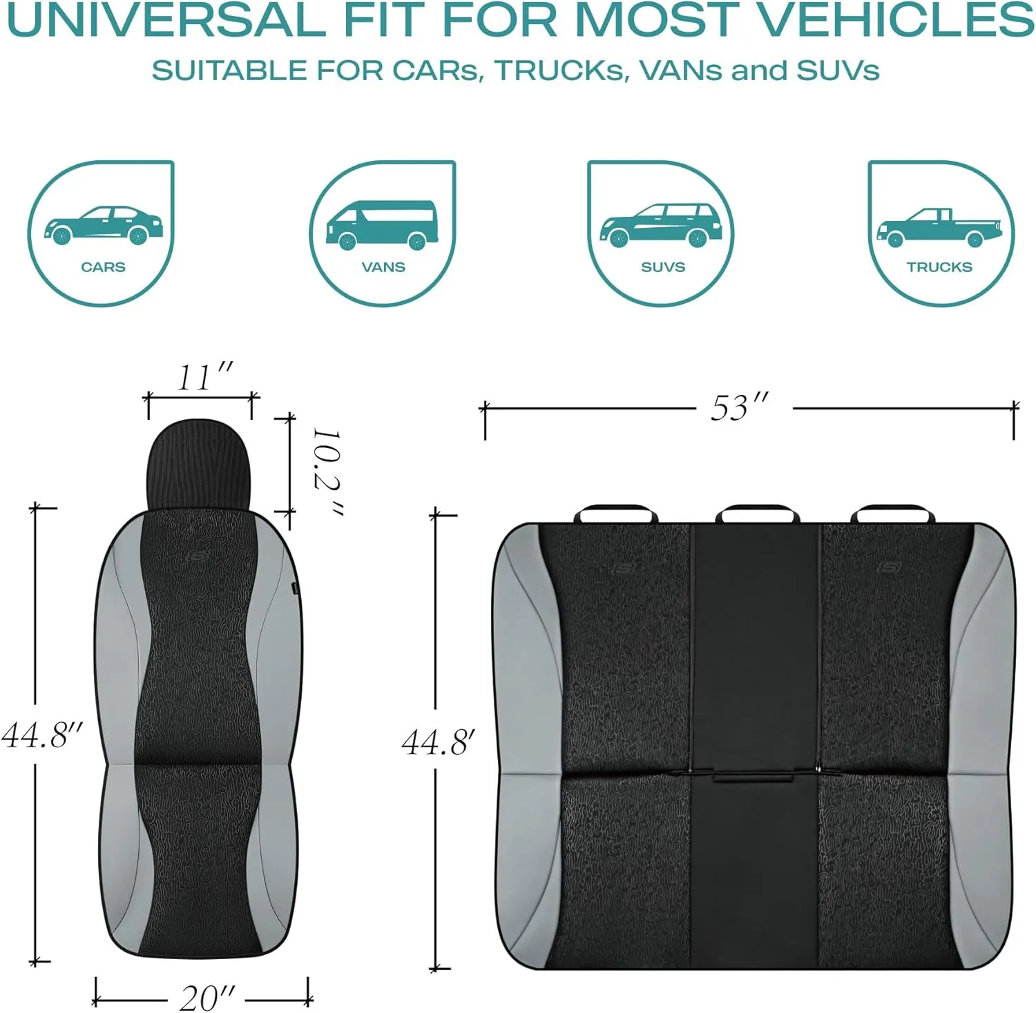 Skechers Car Seat Covers,Leather Seat Covers with GOGA Mat Technology,Waterproof Car Seat Covers Full Sets,Airbag Compatible,Comfort Universal Fit for Most Cars,Vans,Trucks,SUVs,Grey