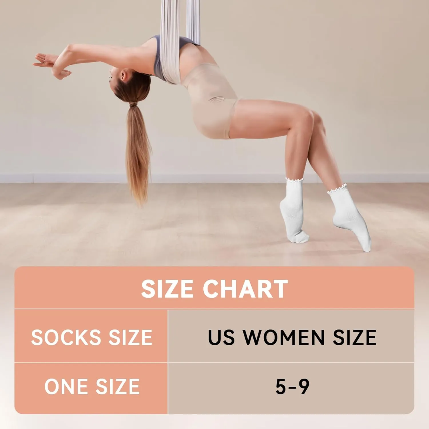 SkiBeaut Pilates Yoga Grips Socks, 4 Pairs Non Slip Skid Women Reformer Hospital Sticky Socks for Elderly Pregnancy Lady