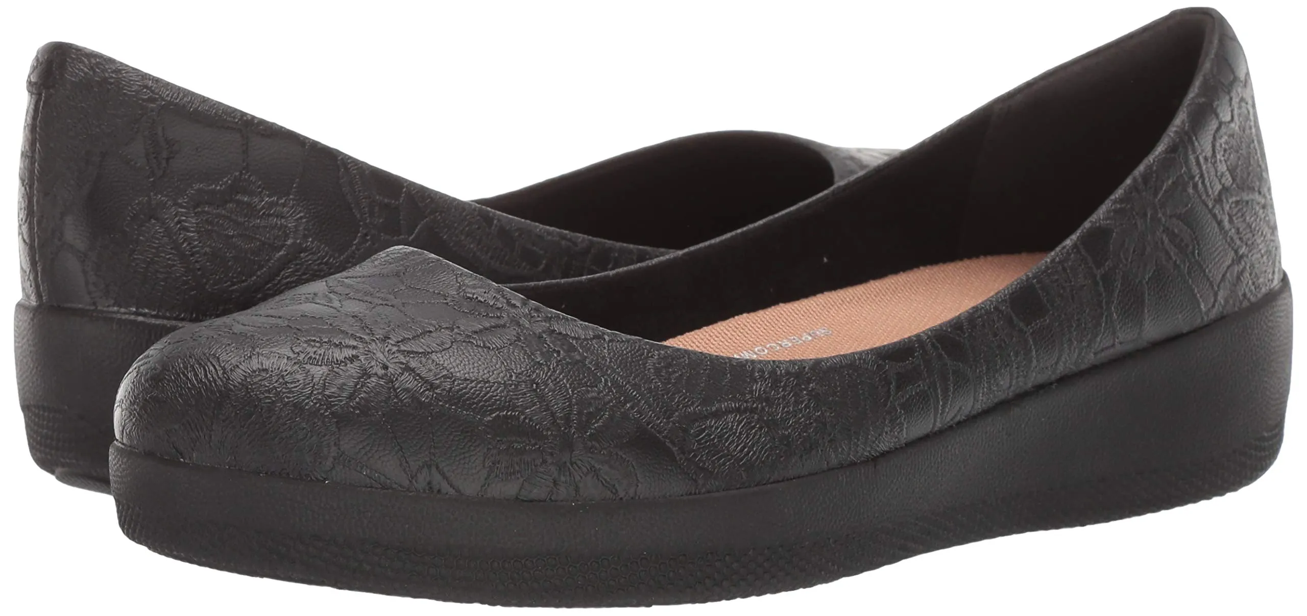 Slip Black Flower FitFlop Top-choice Varya 7.5 Cheap Ballet On Ballerinas Embossed Fashion Flat 