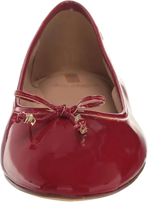 Slip Sam Round Retro-inspired Felicia Flexible Flats Mahogany Toe Ballet Edelman On Complete collection Red Luxe
