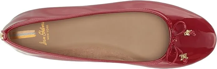 Slip Sam Round Retro-inspired Felicia Flexible Flats Mahogany Toe Ballet Edelman On Complete collection Red Luxe
