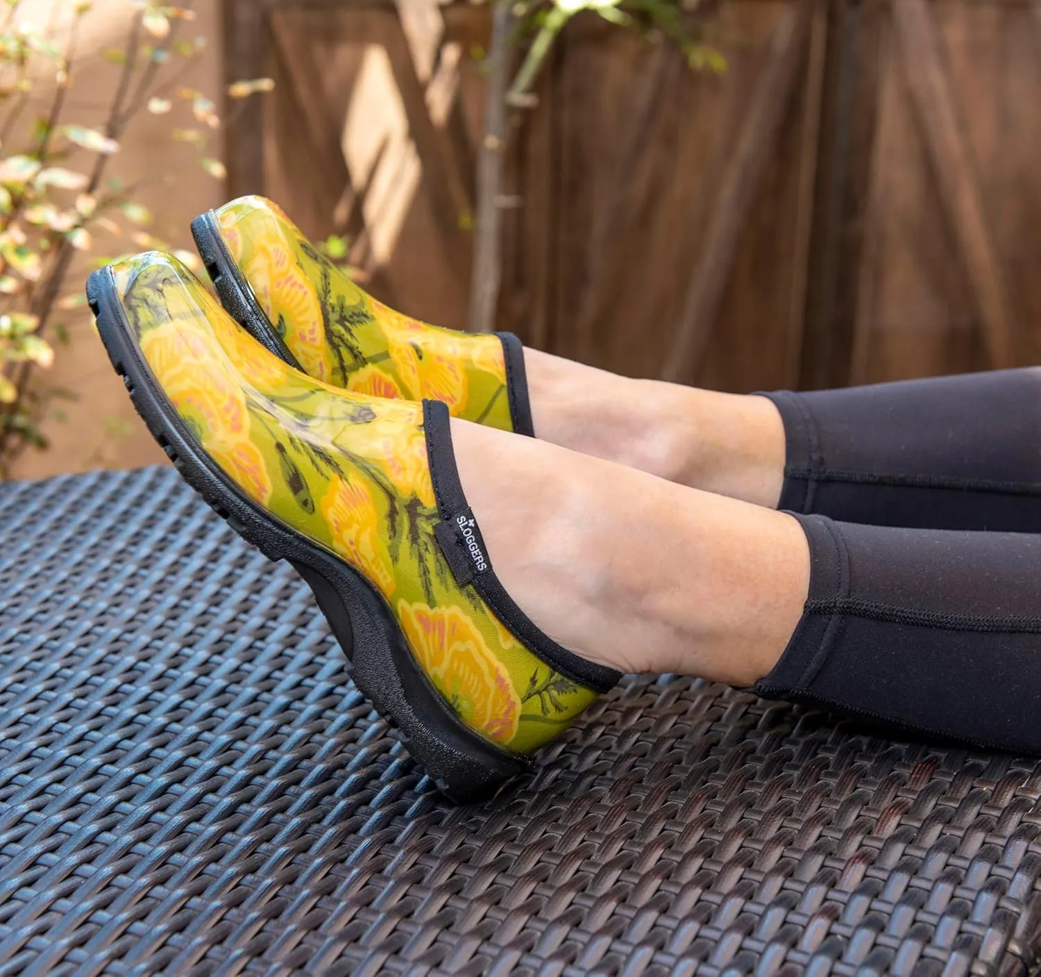 Sloggers Original Waterproof Rain and Garden Shoe for Women– Outdoor Slip-On Garden Clog - Made in The USA with Premium Comfort Insole and Arch Support - Bold Poppies Lt Green, Size 10