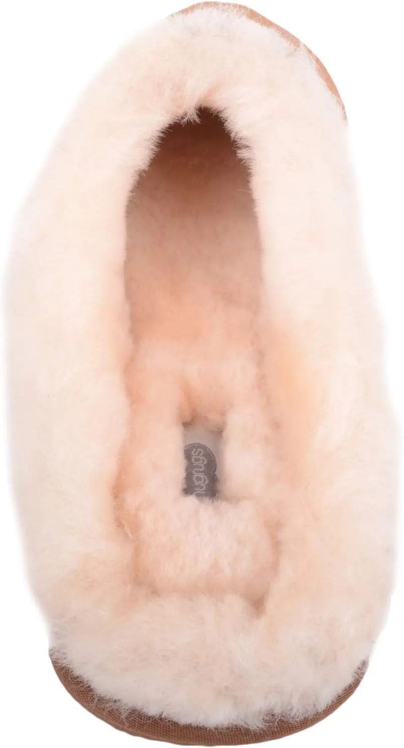 SNUGRUGS Men’s Newbury, Sheepskin Mule Rubber Sole Open Back Slippers