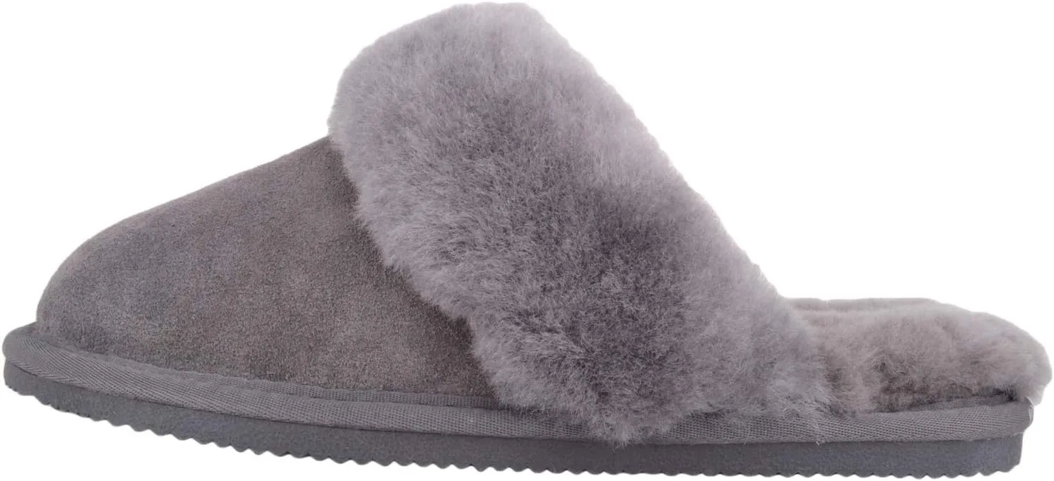 SNUGRUGS Women's Elsie Open Back Sheepskin Mule Slippers with Cuff