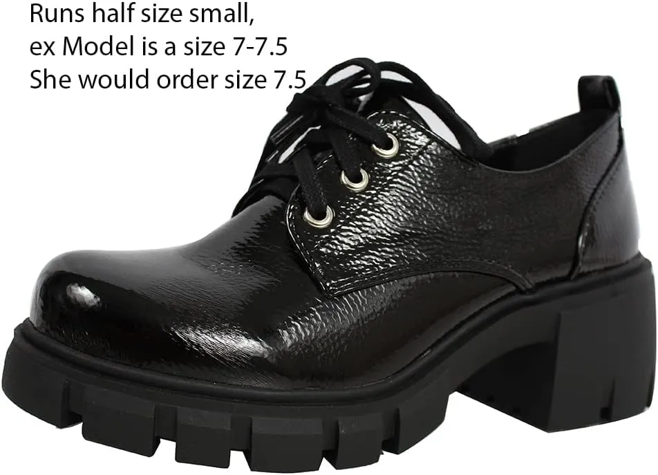 Soda Women's JoJo Lace Up Oxford Lug Platform Block Heel Shoes