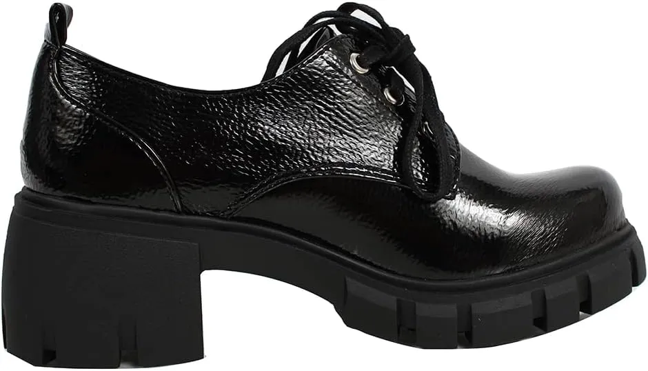 Soda Women's JoJo Lace Up Oxford Lug Platform Block Heel Shoes