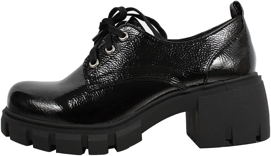 Soda Women's JoJo Lace Up Oxford Lug Platform Block Heel Shoes