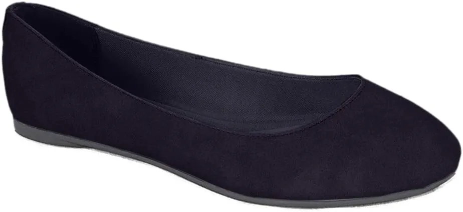 Soda Women's Redbud-S Round Toe Ballet Flat Shoes (Black Suede Nbpu, 11 M US)