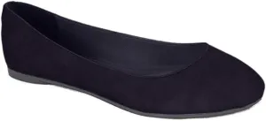 Soda Women's Redbud-S Round Toe Ballet Flat Shoes (Black Suede Nbpu, 11 M US)