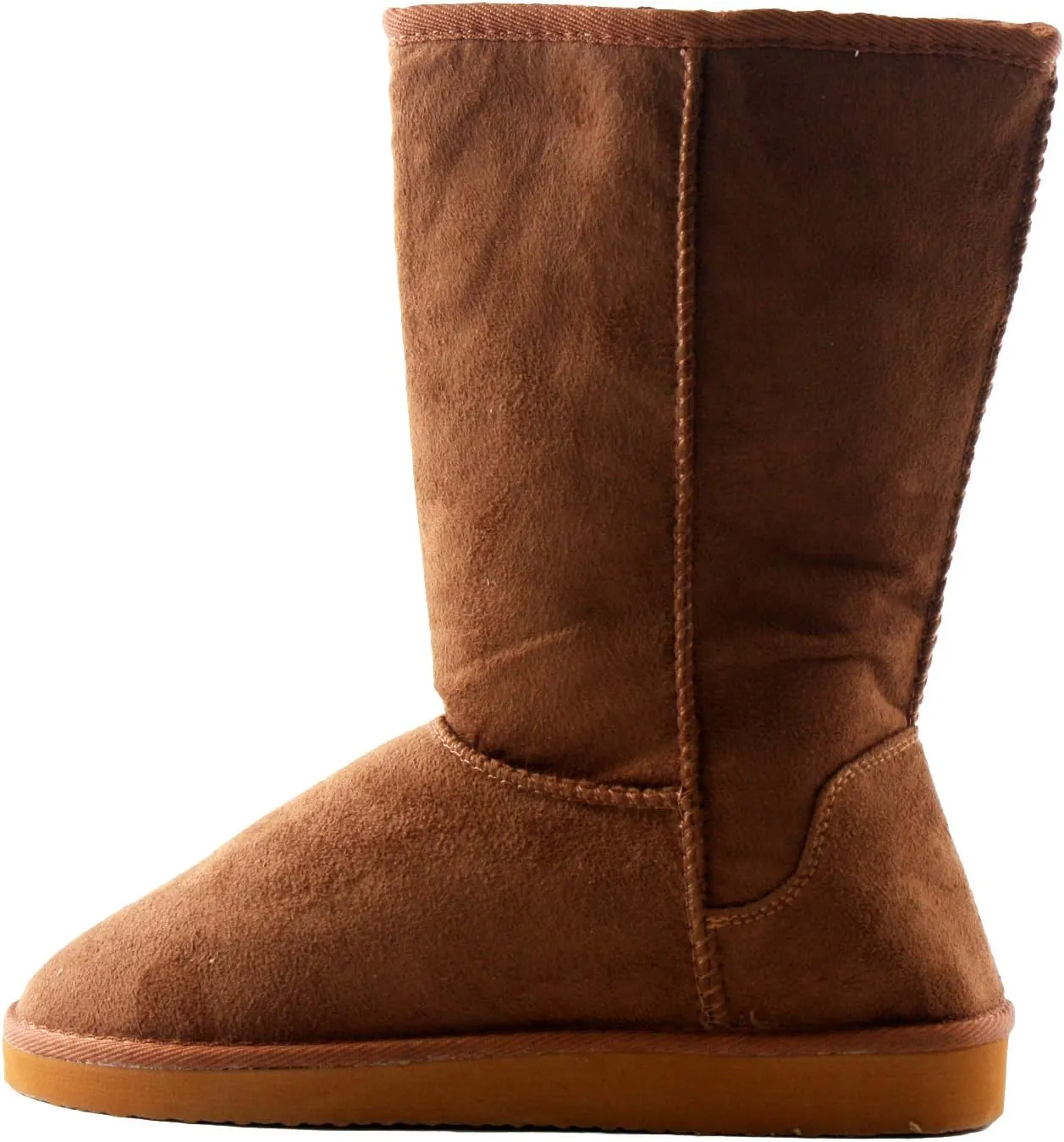 Soda Women's Song Comfort Faux Suede Fur Mid- Calf Flat Boot