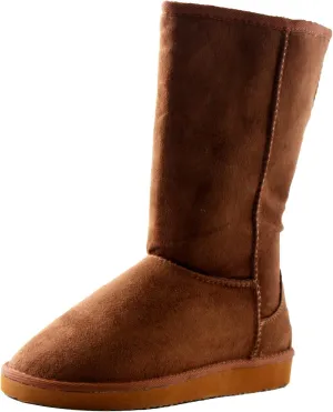 Soda Women's Song Comfort Faux Suede Fur Mid- Calf Flat Boot