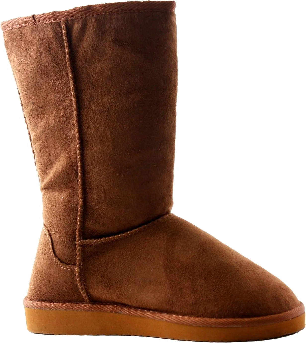 Soda Women's Song Comfort Faux Suede Fur Mid- Calf Flat Boot