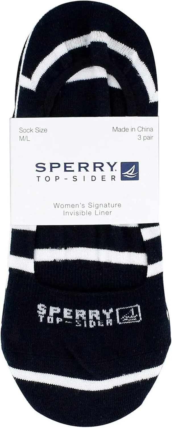 Sperry Women's Authentic Original Boat Shoe Liner Socks-3 Pair Pack-No Show Combed Cotton Comfort