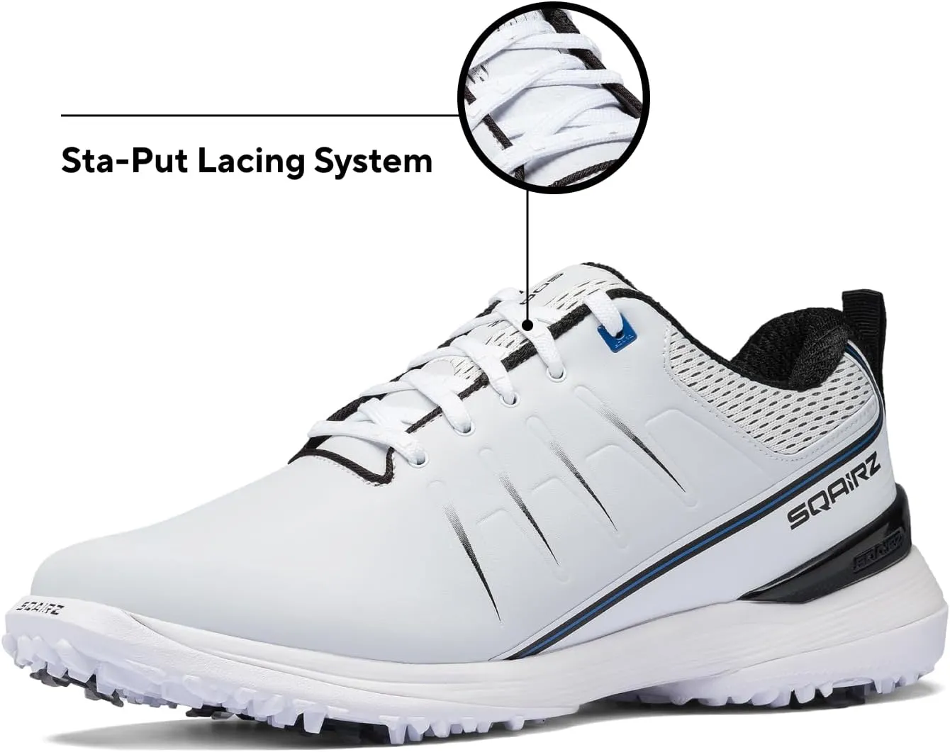 SQAIRZ SPEED2 Men's Athletic Golf Shoes, Designed for Balance & Performance, Replaceable Spikes, Waterproof, Golf Shoes Men with Spikes, Mens Footwear