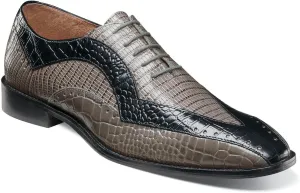 Stacy Adams Men's Tallero Lace Up Oxford, Black/Gray, 10.5 Wide