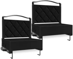 Stadium Seats with Back Support Cushion, Folding Stadium Seats for Bleachers Hold up 400lbs, Wide Bleacher Seat with Shoulder Strap & Handle Comfort for Sports Events (Black, 2pcs)