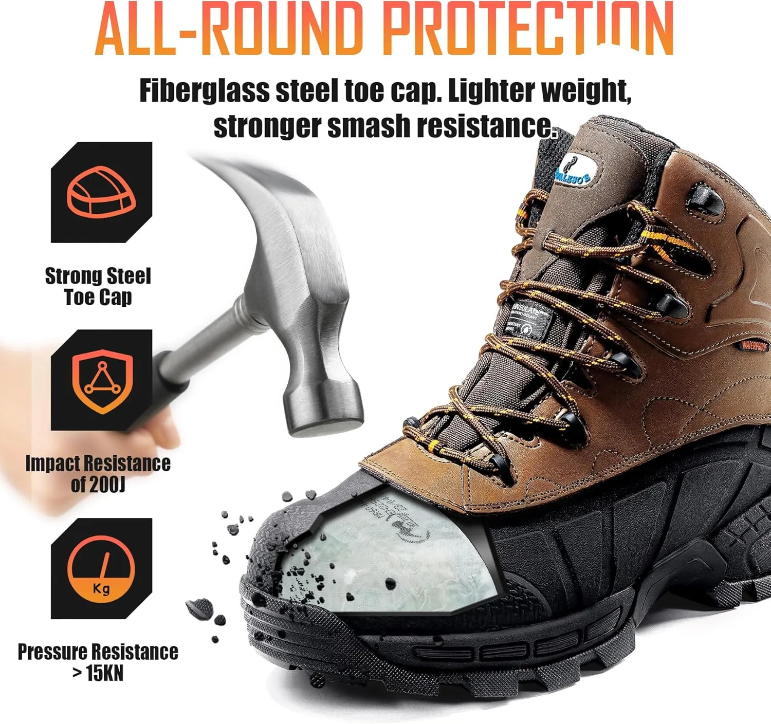Steel Toe Shoes for Men Indestructible Puncture Proof Work Shoes Slip-Resistant Electrical Resistance Safety Shoe
