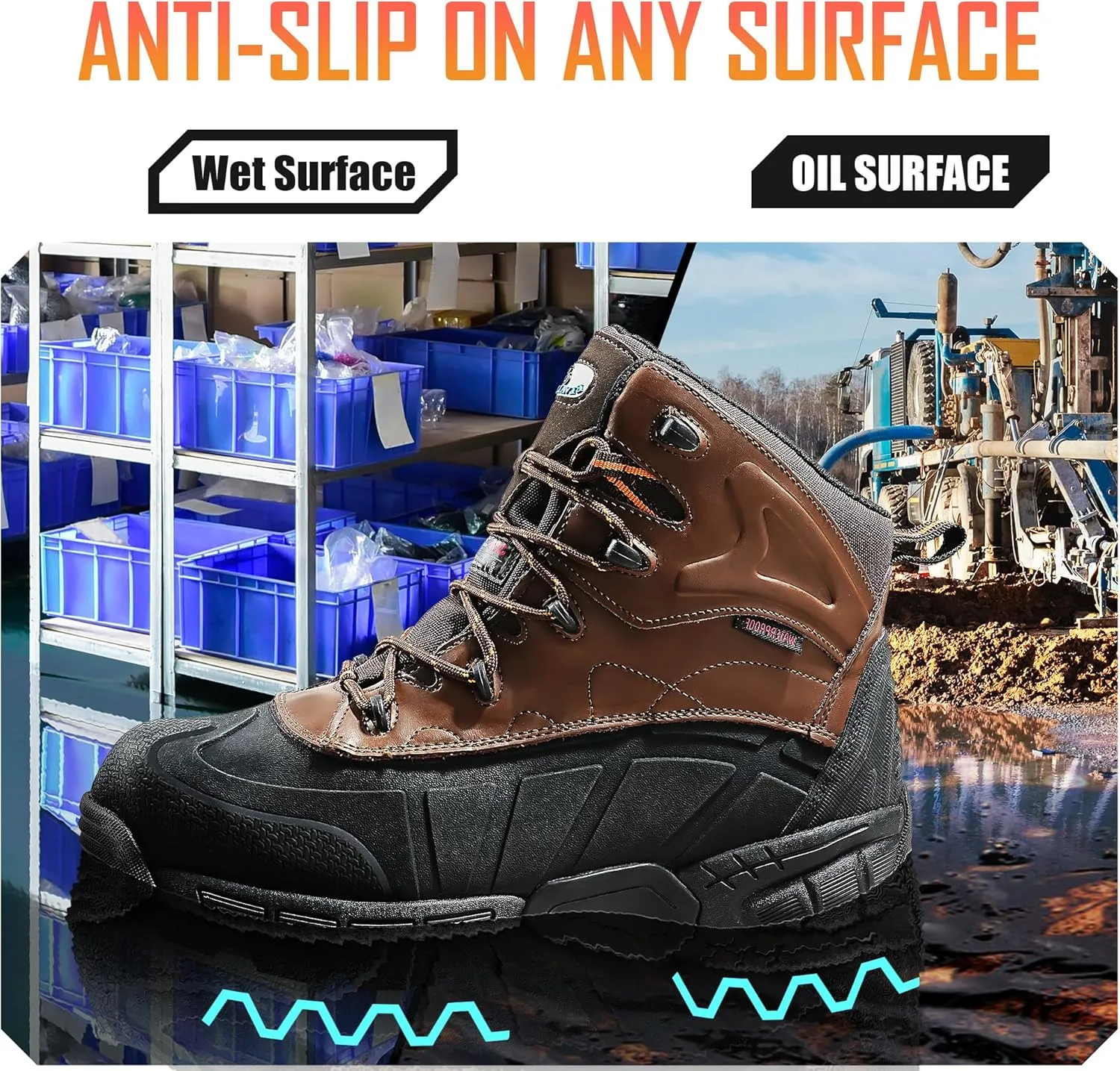 Steel Toe Shoes for Men Indestructible Puncture Proof Work Shoes Slip-Resistant Electrical Resistance Safety Shoe