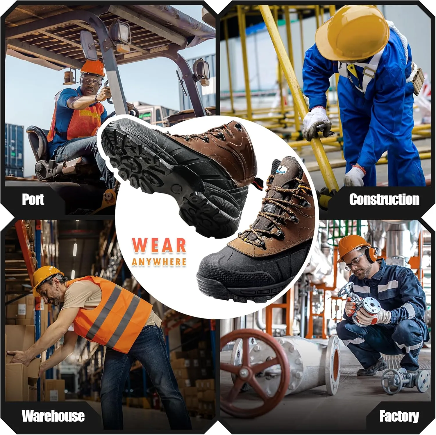 Steel Toe Shoes for Men Indestructible Puncture Proof Work Shoes Slip-Resistant Electrical Resistance Safety Shoe