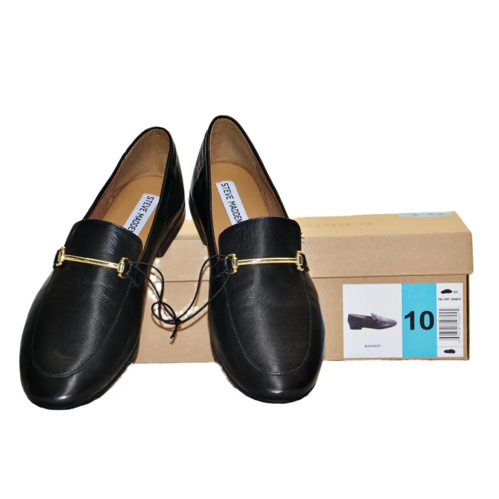 Steve Madden Ladies Leather Mule Slip On Shoe Black 10M