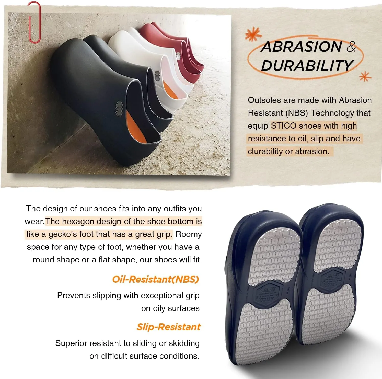 Stico NEC-06 Slip Resistant Clogs Chef Professional Work Shoes for Restaurant Hospital Nursing Garden