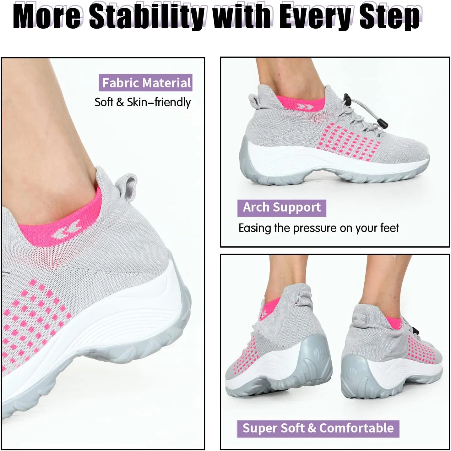 STUNAHOME Orthopedic Sneakers Breathable Women Walking Shoes Slip on Trainers Women's Comfortable Casual Ladies Athletic Shoe Thick Bottom