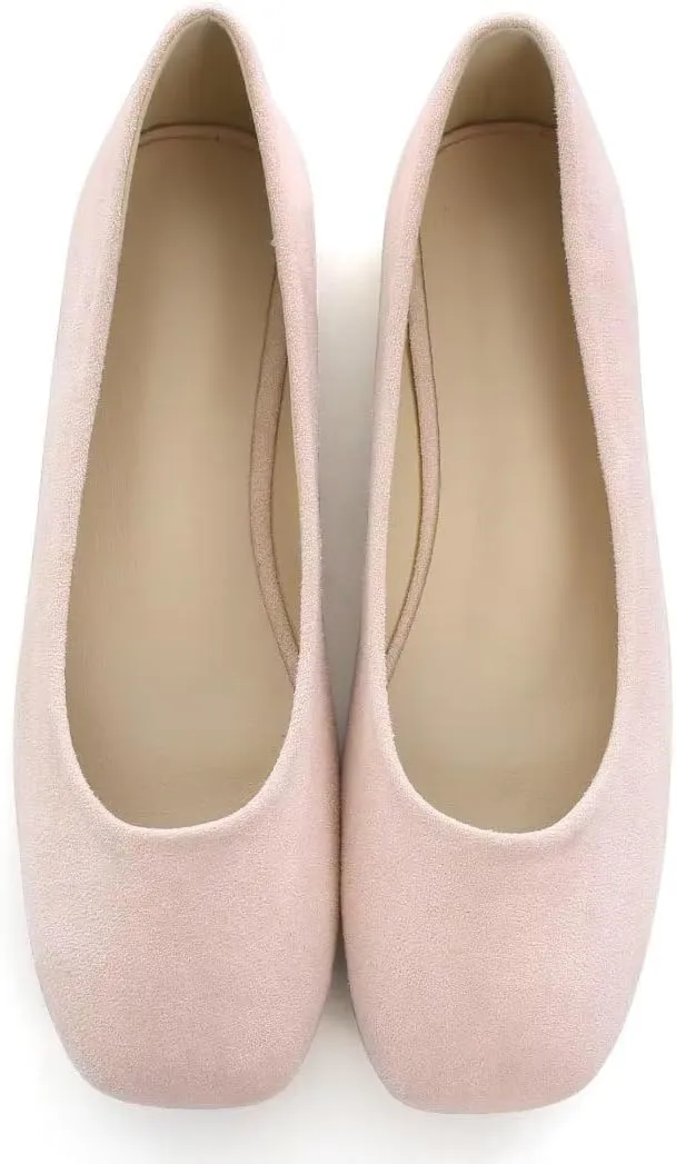 Stunner Women's Comfortable Slip On Ballet Shoes Square Toe Dress Flats Soft Walking Flats