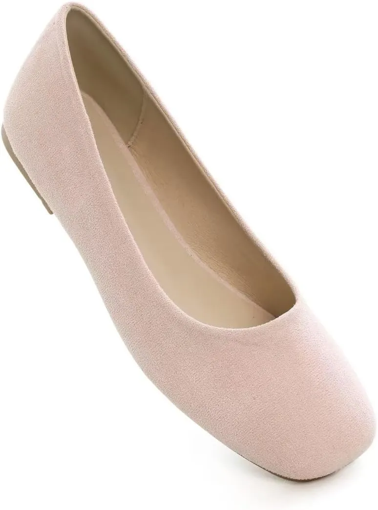 Stunner Women's Comfortable Slip On Ballet Shoes Square Toe Dress Flats Soft Walking Flats