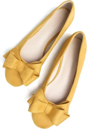 Stunner Women's Dress Flats Cute Round Toe Bowknot Flats Comfortable Ballet Flats Casual Slip On Flat Shoes