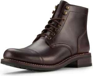 SUREWAY 6" Men's Lace-up Ankle Boots - Cap Toe, Captain Genuine Leather Lace up Chukka Boots for Men,Classic Comfort Oxford Style Footwear