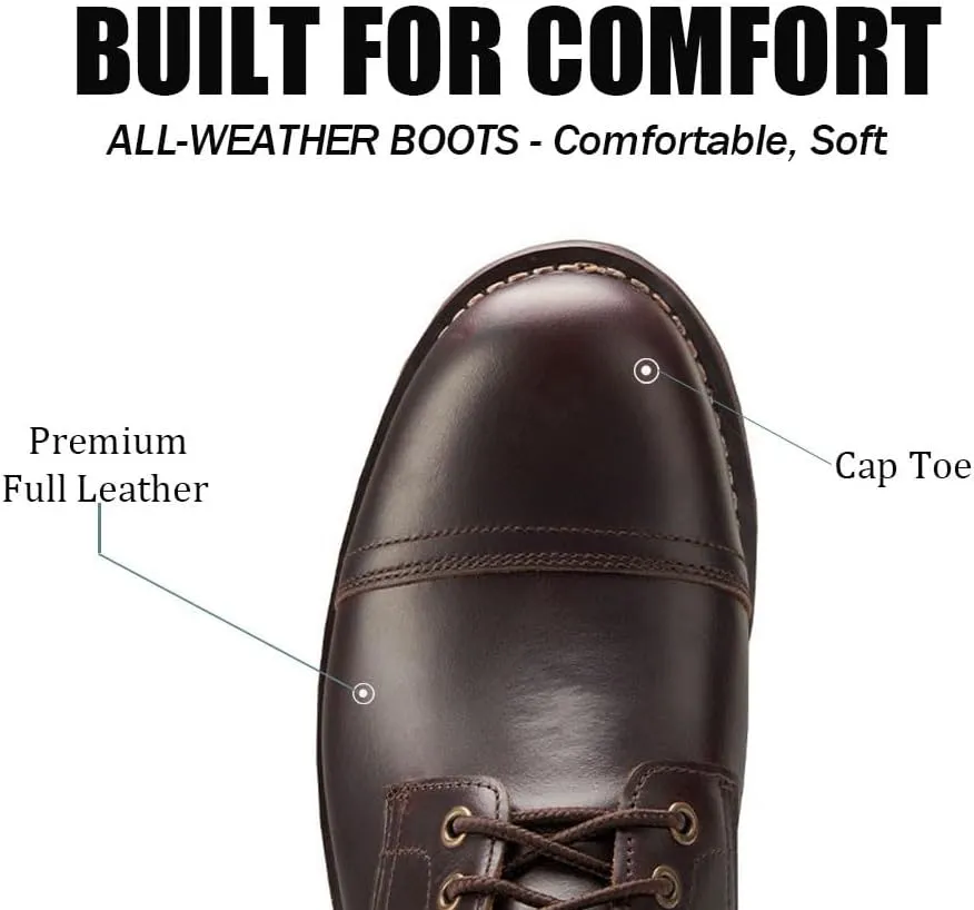 SUREWAY 6" Men's Lace-up Ankle Boots - Cap Toe, Captain Genuine Leather Lace up Chukka Boots for Men,Classic Comfort Oxford Style Footwear